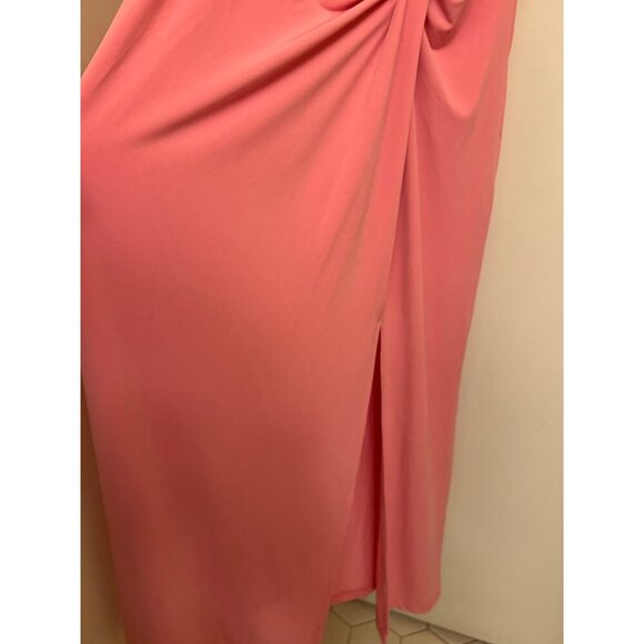 Womens Pink Sleeveless Maxi Dress With Ruched Waist And Side Slit - Size M - Picture 6 of 12